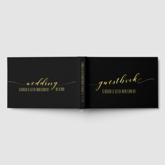 ブラック&金ゴールドエレガントな結婚式 ゲストブック (全面)