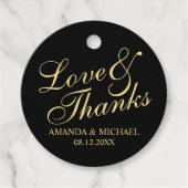 ブラック&金ゴールドエレガントな結婚式 フェイバータグ (正面)