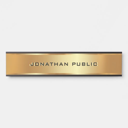 ブラック&金ゴールドエレガントカスタム文字名テンプレート サインプレート (正面)
