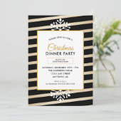 ブラック&金ゴールドエレガントクリスマスディナーパーティー 招待状 (スタンド正面)