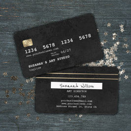 ブラック&金ゴールドエレガントクレジットカードスタイル 名刺