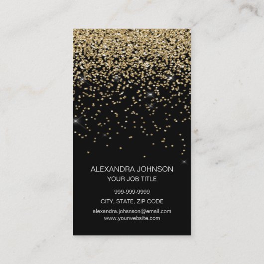 ブラック&金ゴールドエレガントグリッターメイクアップアーティスト 名刺 (裏面)