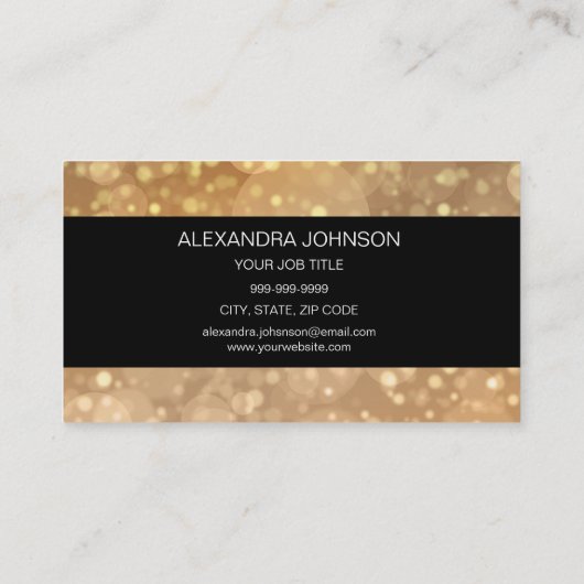 ブラック&金ゴールドエレガントグリッターライトメイクアップアーティスト 名刺 (裏面)