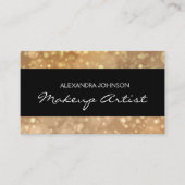 ブラック&金ゴールドエレガントグリッターライトメイクアップアーティスト 名刺 (正面)