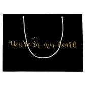 ブラック&金ゴールドエレガントグリッター ラージペーパーバッグ (正面)