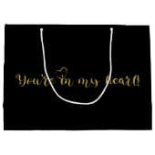 ブラック&金ゴールドエレガントグリッター ラージペーパーバッグ (裏面)