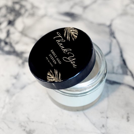 ブラック&金ゴールドエレガントサンキュー結婚式の引き出物 ラウンドシール