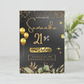 ブラック&金ゴールドエレガントバースデーパーティー招待状 招待状 (スタンド正面)
