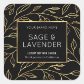 ブラック&金ゴールドエレガントフローラシック製品のJARラベル スクエアシール (正面)