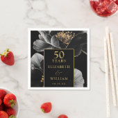 ブラック&金ゴールドエレガントフローラ50周年 スタンダードカクテルナプキン (インサイチュ)