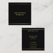 ブラック&金ゴールドエレガントプロフェッショナルトレンディー スクエア名刺 (正面/裏面)