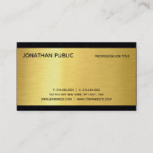 ブラック&金ゴールドエレガントモダントレンディープレインラグジュアリー 名刺 (正面)