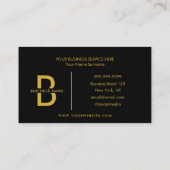 ブラック&金ゴールドエレガントモノグラムモダンプロフェッショナル 名刺 (裏面)