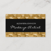 ブラック&金ゴールドエレガントラグジュアリークッションメイクアップアーティスト 名刺 (正面)