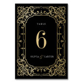 ブラック&金ゴールドエレガントロマンチックなヴィンテージ結婚式 テーブルナンバー (裏面)