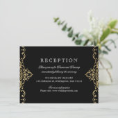 ブラック&金ゴールドエレガントヴィンテージウェディング披露宴 招待状 (スタンド正面)
