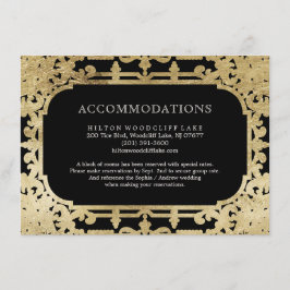 ブラック&金ゴールドエレガントヴィンテージ結婚式 エンクロージャーカード