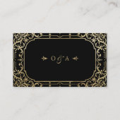 ブラック&金ゴールドエレガントヴィンテージ訪問Webサイトカード プレイスカード (裏面)