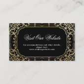 ブラック&金ゴールドエレガントヴィンテージ訪問Webサイトカード プレイスカード (正面)