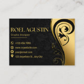 ブラック&金ゴールドエレガント会社の名刺 名刺 (正面)