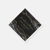 ブラック&金ゴールドエレガント成人誕生日パーティー スタンダードカクテルナプキン (角)