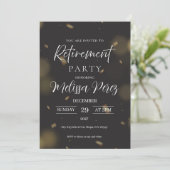 ブラック&金ゴールドエレガント退職パーティの招待状 招待状 (スタンド正面)