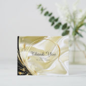 ブラック&金ゴールドオンシャンパンシルクサンキューハガキ ポストカード (スタンド正面)