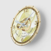 ブラック&金ゴールドオンシャンパンシルク結婚のギフトクロック ラウンド壁時計 (傾斜)