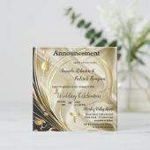 ブラック&金ゴールドオンシャンパンシルク結婚ス 案内状 (スタンド正面)