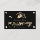 ブラック&金ゴールドオートバイショップの名刺 名刺 (正面)