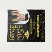 ブラック&金ゴールドカスタムの卒業背景（写真あり） タペストリー (正面(横))