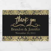 ブラック&金ゴールドカスタムウェディングきらめくワインラベル スパークリングワインラベル (シングルラベル)