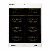 ブラック&金ゴールドカスタムウェディングミニワインラベル ラベル (フルシート)