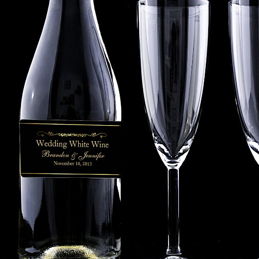 ブラック&金ゴールドカスタムウェディングミニワインラベル ラベル