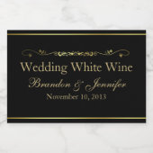 ブラック&金ゴールドカスタムウェディング スパークリングワインラベル (シングルラベル)