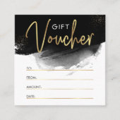 ブラック&金ゴールドカスタムサロンモダンギフト証明書 スクエア名刺 (正面)