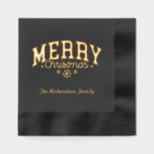 ブラック&金ゴールドカスタムスフォーマルクリスマスナプキン 箔ナプキン (正面)