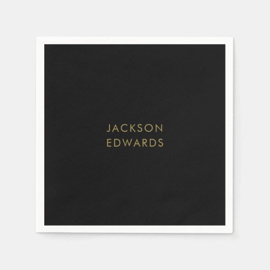 ブラック&金ゴールドカスタムナプキンス スタンダードカクテルナプキン (正面)