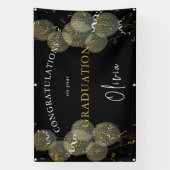 ブラック&金ゴールドカスタムパーティーパーソナライズされた卒業 横断幕 (縦)