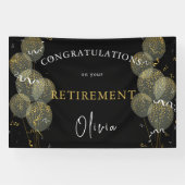 ブラック&金ゴールドカスタムパーティーパーソナライズされた退職 横断幕 (横)