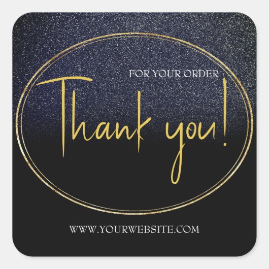ブラック&金ゴールドカスタムビジネスサンキュースクエア スクエアシール (正面)