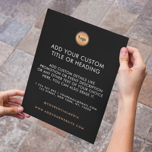 ブラック&金ゴールドカスタムビジネスロゴソーシャルメディア チラシ