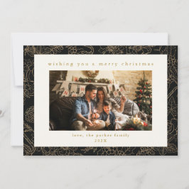 ブラック&金ゴールドカスタムフォトクリスマスホリデーカード シーズンカード