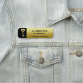 ブラック&金ゴールドカスタム不動産仲介業者またはエテ実在ート 名札 (インサイチュ)