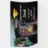 ブラック | 金ゴールドカスタム卒業写真クラスOf 2025 横断幕 (縦)