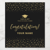 ブラック&金ゴールドカスタム卒業祝い ワインラベル (シングルラベル)