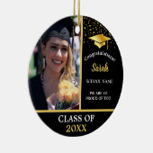 ブラック&金ゴールドカスタム卒業Photo Class Of 2023 セラミックオーナメント (右)