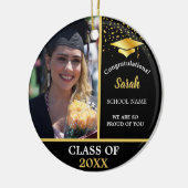 ブラック&金ゴールドカスタム卒業Photo Class Of 2023 セラミックオーナメント (左)