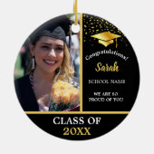 ブラック&金ゴールドカスタム卒業Photo Class Of 2023 セラミックオーナメント (裏面)