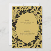 ブラック&金ゴールドカップル婚約パーティ 招待状 (裏面)